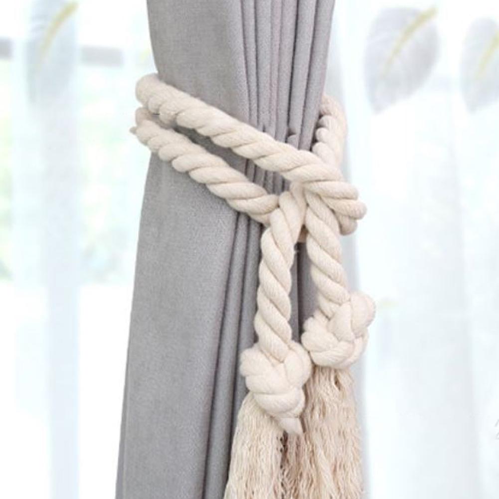 2PCS Curtain Tiebacks Wide Application Curtain Ties Anti-scratch Tassel Decor Cotton Flax Exquisite Curtain Ropes