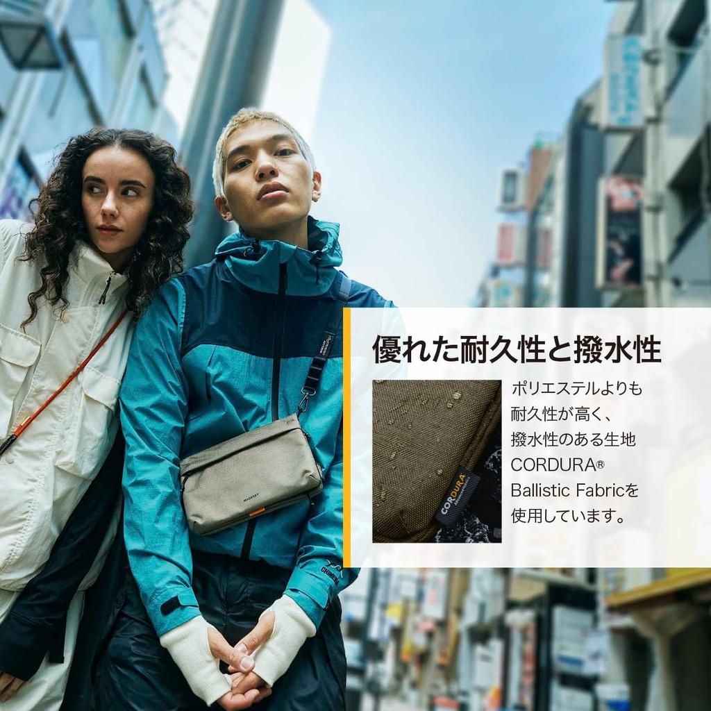 Saszetka pasek na ramię można przymocować z etui na smartfon z kieszenią do przechowywania Saszetka na drobiazgi męska i 2L SACOCHE Dzika zieleń [MagEasy]