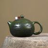 Chinese Yixing Purple Clay Teapot Hand-carved Landscape Tea Pot Raw Ore Green Mud Kettle Household Handmade Zisha Tea Set 320ml