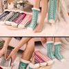 1Pair Striped Floor Sleeping Socks Plush Snow Socks Casual Slipper Sock  for Woman Girls