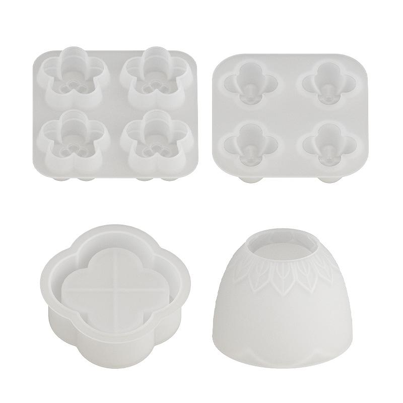 Flower Silicone Mold Set For Candle Making Flower Pot Resin Casting Molds For Diy Crafts