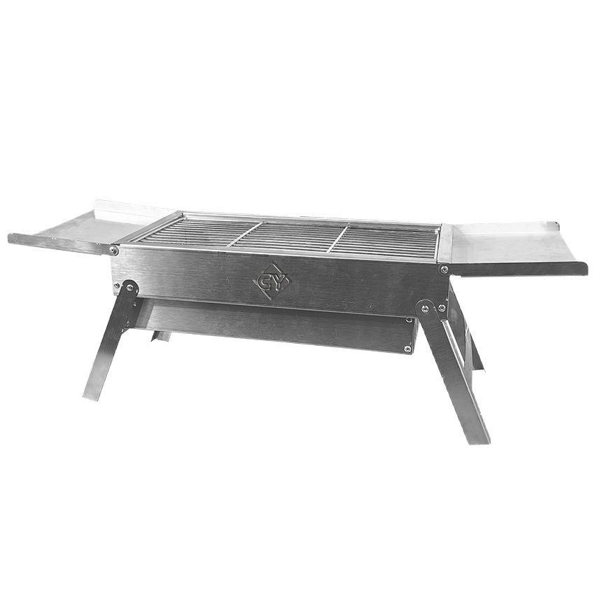 Heavy-Duty Stainless Steel Folding Charcoal BBQ Grill - Portable Outdoor Full Set