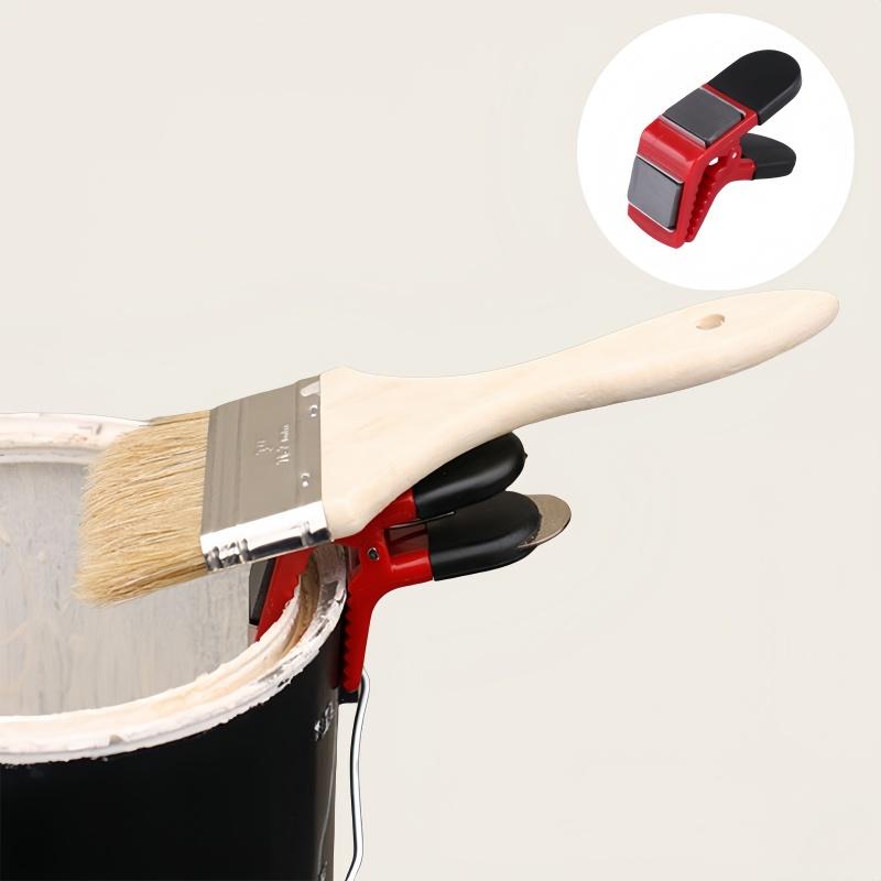 Double-Sided Magnetic Paint Brush Clip | Plastic Paint Can Holder with Built-in Opener for Painters Diy Tool Parts Accessories