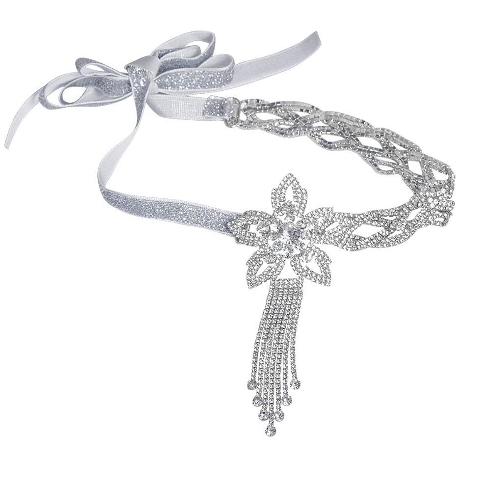 Shiny Exaggerated Necklace Hollow Lace up Necklace Charm Rhinestone Flower Necklace  Wedding