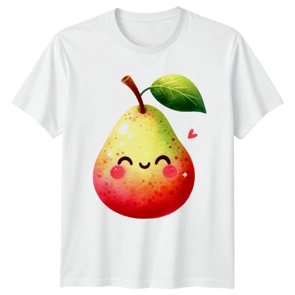 Cute Smiling Happy Pear Fruit TShirt Kawaii Food Fruits Birthday Gift