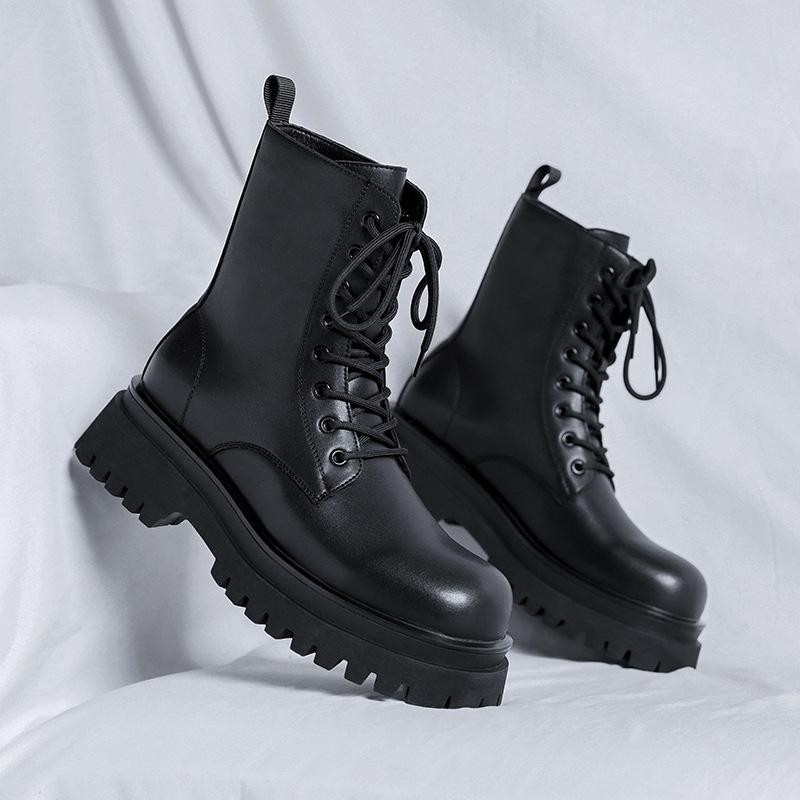 

Мужские ботинки мартин в британском стиле, высокие, из нубука, рабочие, на толстой подошве, средней высоты, в стиле локомотива, трендовые, мужские ботинки 7363-R 42