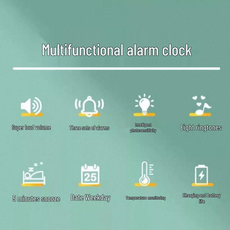 Smart Voice Luminous Alarm Clock - Creative Student Bedroom Bedside, Three Alarms, Hot Selling