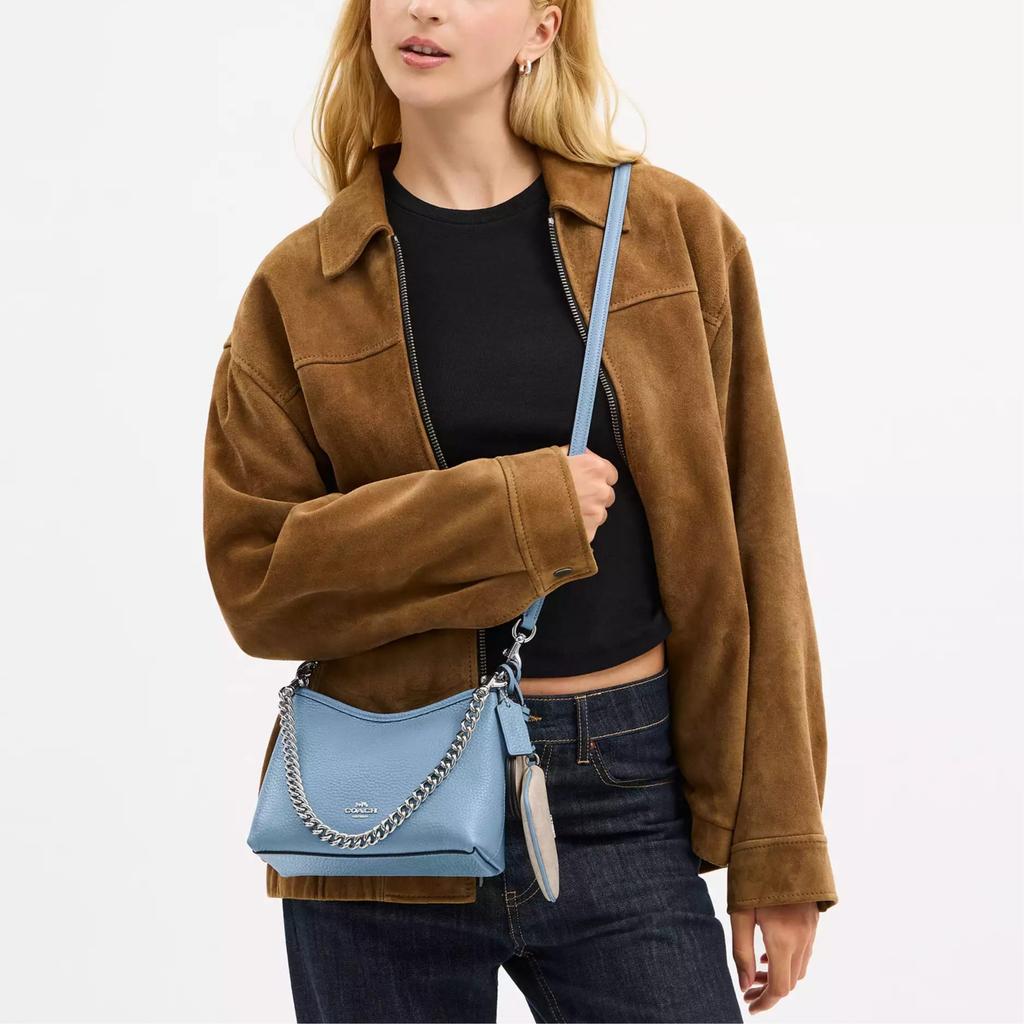 COACH Laurel Cow Leather Shoulder Bag Small Women's Blue CBI06-SVY31