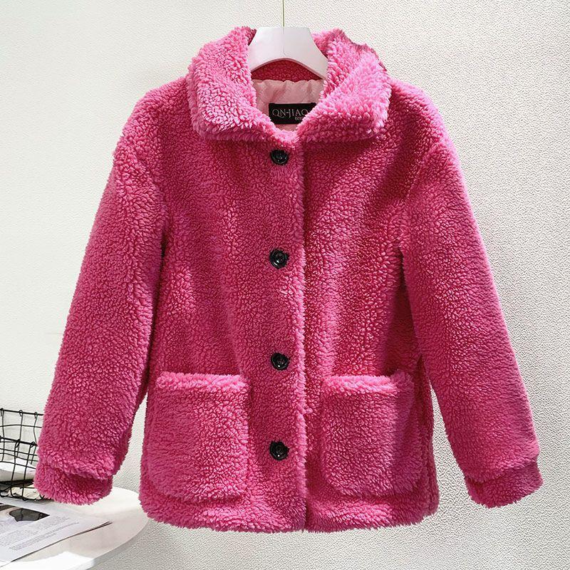 Winter Neu Imitation Lammfellmantel Damen Stehkragen Granuliertes Schafschurwolle Kurzer Mantel Verdickt