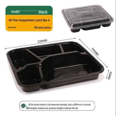 Disposable 5-Compartment Plastic Meal Prep Containers