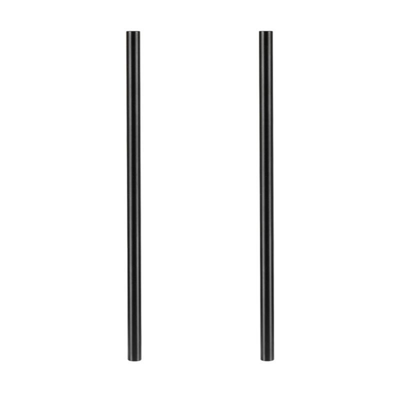 2 Pieces 35cm Long 15mm Diameter Aluminum Alloy Rod with Inner 12mm Thread for Camera Support Systems Black