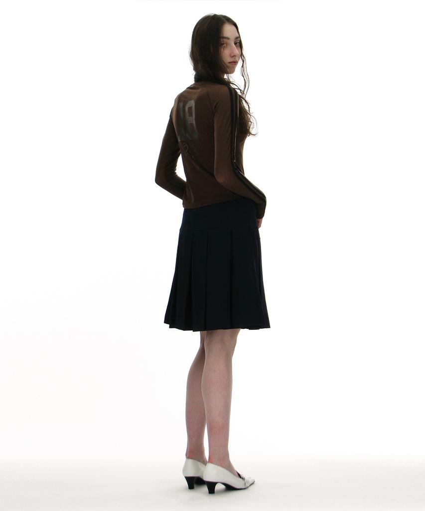 Partimento Woman Belted Pleated Skirt_Navy
