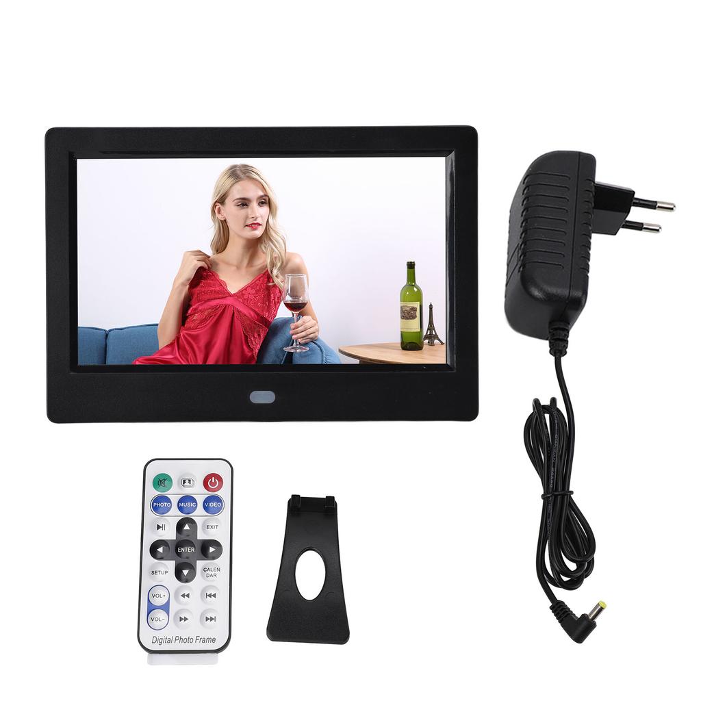 7 Zoll Digitaler Bilderrahmen 1920x1080 Bildschirm Fotorahmen Elektronisch Wandmontierbar Video Musik Player mit Fernbedienung