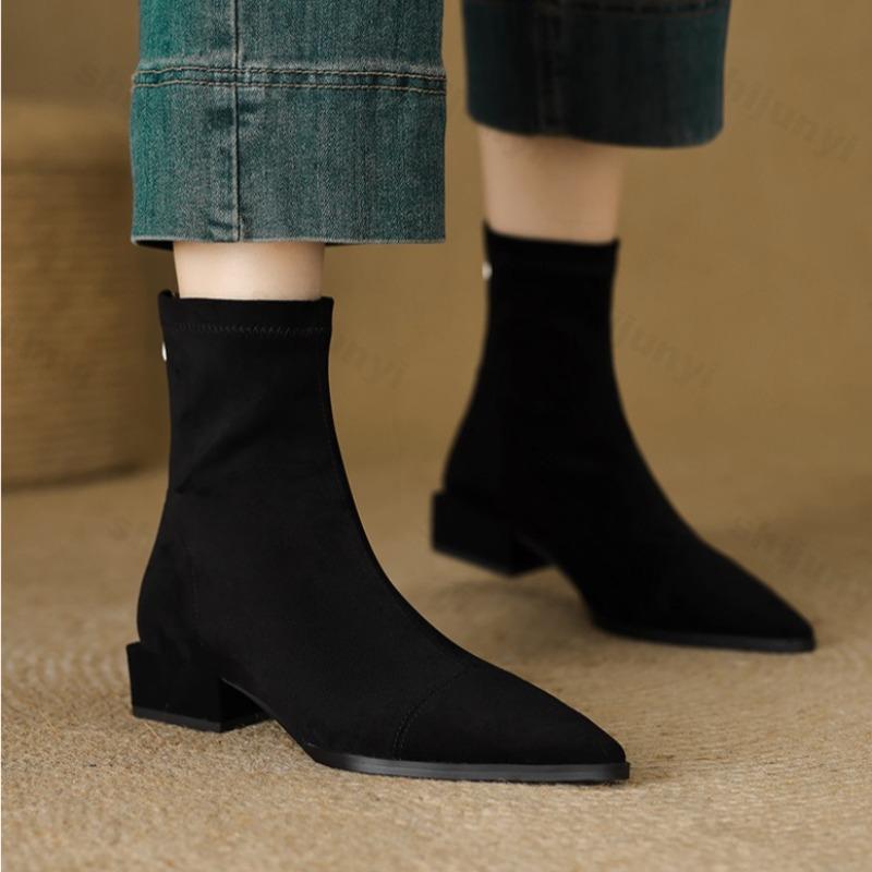 Women Ankle Boots High Heels 2026 New Fashion Elegant Shoes Woman Pointed Toe Designer Pumps Autumn Luxury Sexy Mujer Botas
