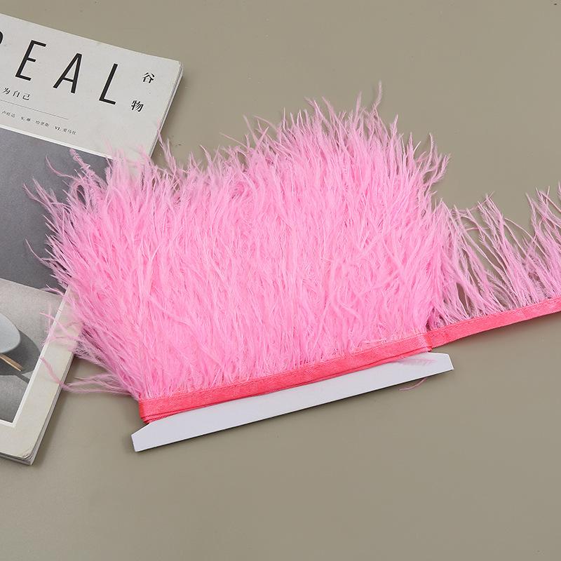 Color 8-10 Cm Ostrich Hair Cloth Edge Clothing Cuffs Hem Ostrich Feather Strips Cloth With Accessories Lace