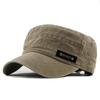 Washed Hat Spring Summer Autumn New Cotton Flat Top Hat Outdoor Military Hat Men's Mesh Visor