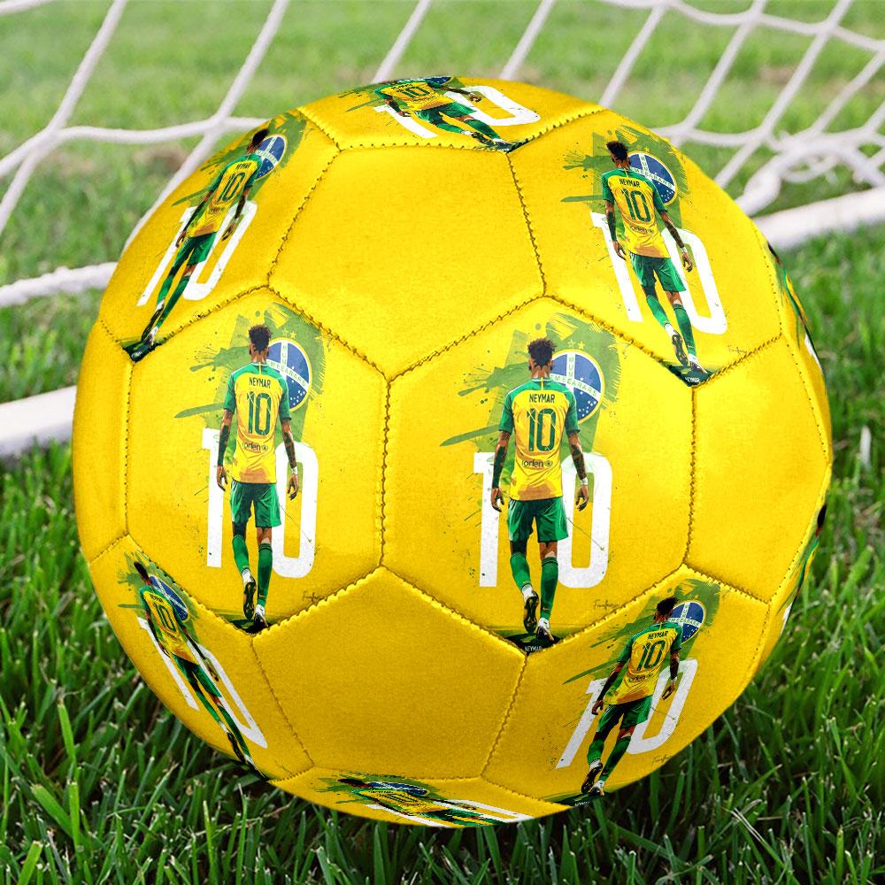 1PC Neymar Global Sensation Size 5 Soccer Ball PrahaIndoor Soccer Ball Colorful All Ages Machine Stitched PVC Competition Ready Durable High-Bounce