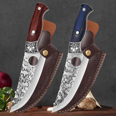 Nerezový nôž na mäso, ryby, ovocie Profesionálny mäsiarsky sekáčik Kostičkový nôž Kovaný kuchynský šéfkuchársky nôž s krytom