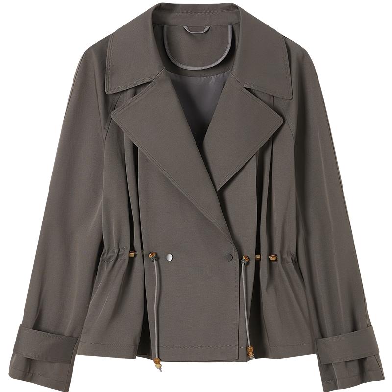 JUZUI Women s 2026 Spring Elegant Short Trench Coat L