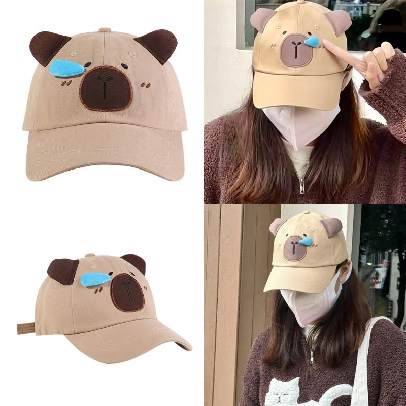 Capybara Ear Baseball Hat for Women Men Lovely Cartoon Ear Hat Streetwear Hat Hiphop Hat Unisex Headwear