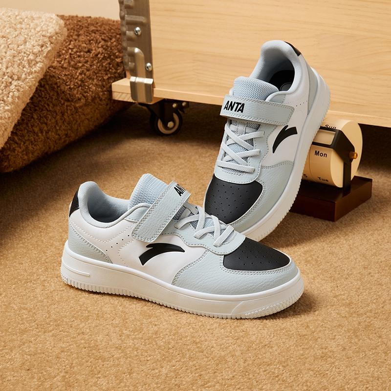 Anta Kids Synthetic Leather Simple Fashion Comfortable Casual Versatile Sports Lightweight Shock Absorption Low-Top Kids Skate Shoes A12448088-5