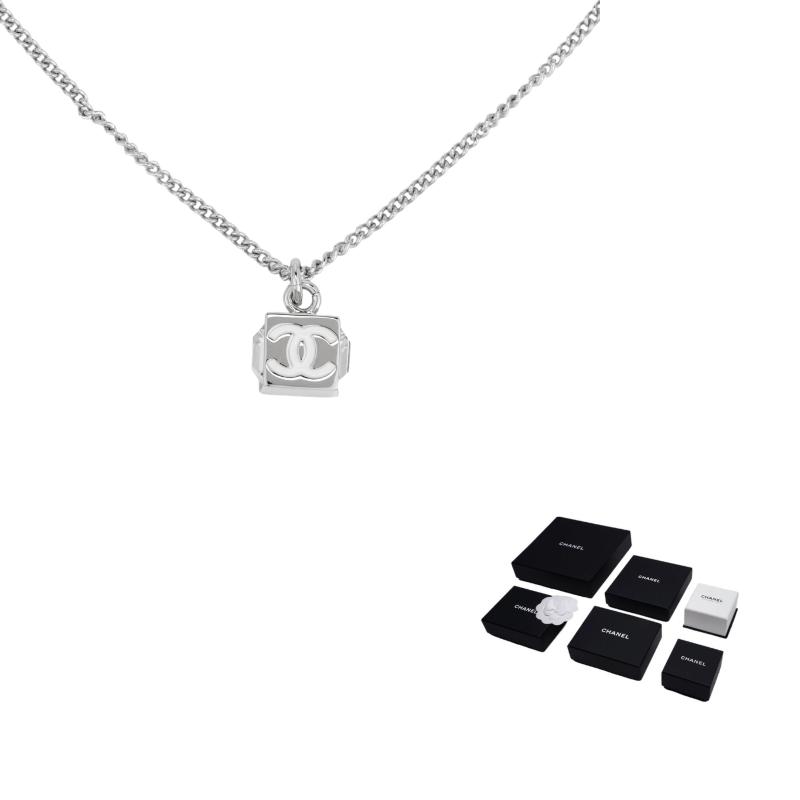 

CHANEL logo details alloy necklace women s silver срібний