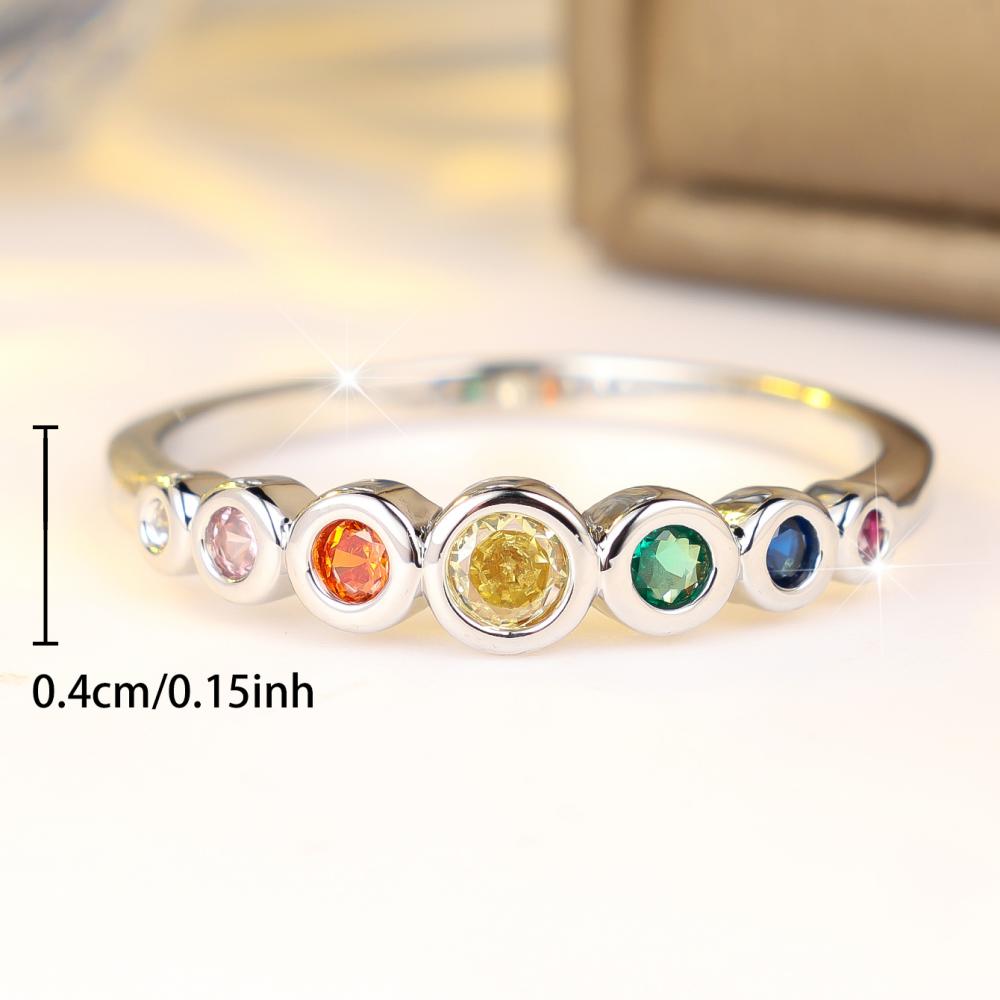 Charming Two Color Available Rainbow Zircon Stackable Ring for Women Daily Wear and Wedding