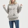 Women's Fashion Casual Top Solid Color Long Sleeve Pet Pocket Hoodie Sweatshirt