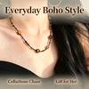 Natural Tiger Eye Beaded Necklace Starry Choker Boho Collarbone Chain
