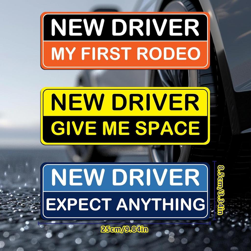 3Pcs Magnetic Student Driver Stickers,  Theme, Plastic Material, Metal Surface, Car Bumper Decals