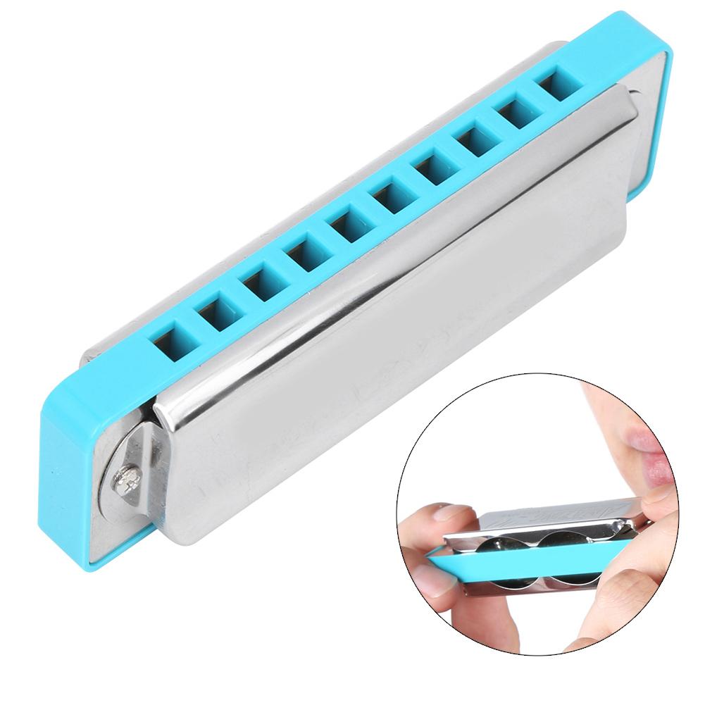 10?Hole Harmonica Blues Bb Key Harp Wind Musical Instrument Beginner Practice AM?20DBlue