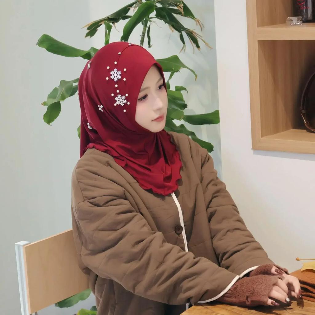 Ramadan Hijab Instant Femei Eșarfă Musulmană Lanț Eșarfă de Cap Înfășurări Elastic Acoperire Cap Gât Șaluri Amira Hijaburi Islamice pentru Rugăciune Turban