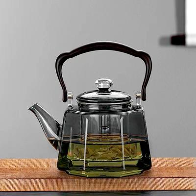 1200ml Octahedral Steaming Boiling Dual-use Glass Teapots With Tea Strainer Infuser Lifting Beam Tea Pot Kungfu Tea Set Teaware