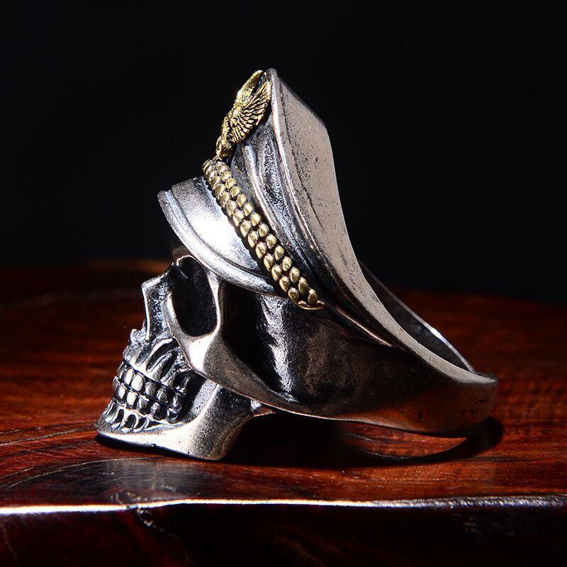 Skull Ring Officer Captain Open Adjustable Bracelet Ring