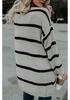 European & American Women's Mid-Length Striped Cardigan with Double Pockets - 2026 Autumn/Winter Collection