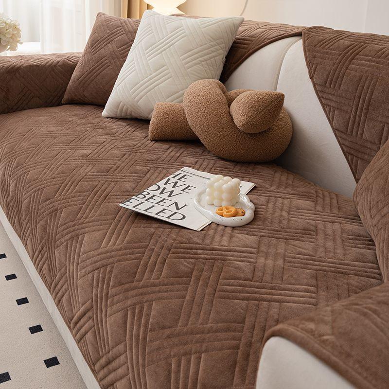 Winter Plüsch Sofa Kissen Nordic Einfache Verdickte Nicht-slip hochwertige Leder Sofa Kissen Rückenlehne Abdeckung Schal Volle Abdeckung