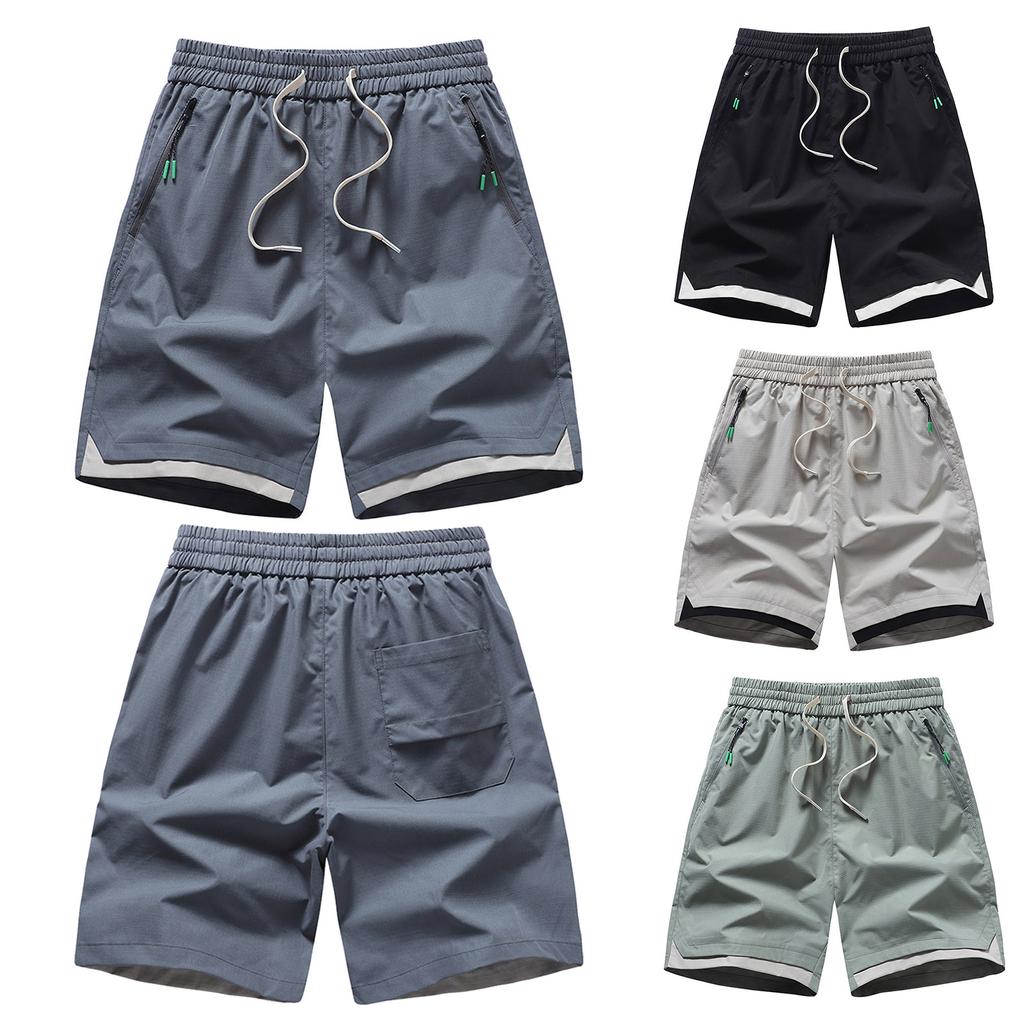Men's Drawstring Breathable Outdoor Sports Straight Leg Five Point Pants