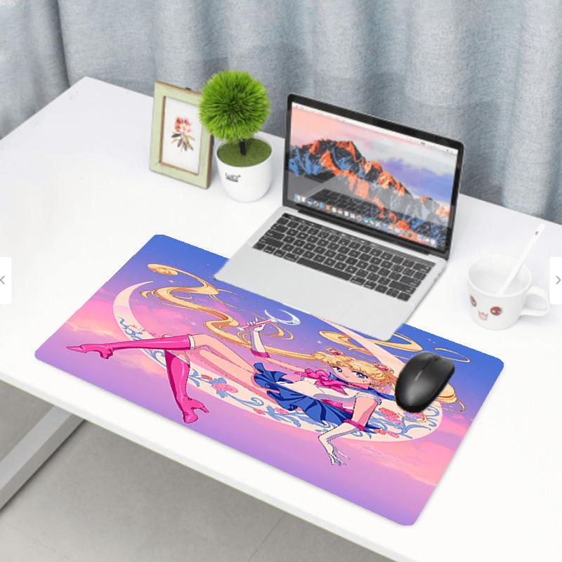 Sailor Moon Print Mouse Pad, Anti‑Slip Desktop keyboard Mat, for PC Laptop Gaming Working Daily Use, Cool Festival Surprise Gift