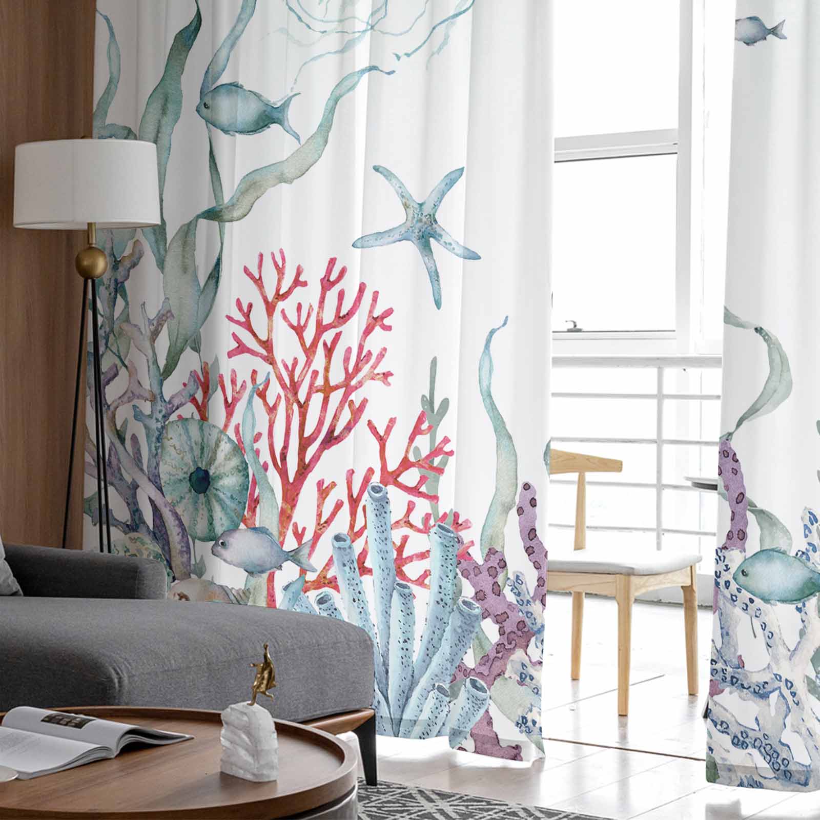 Морской коралловый летний тюль — фото 4