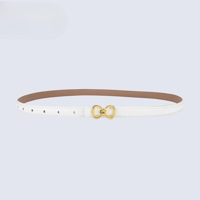 New Genuine Leather Thin Belt Women's Decorative Dress Jeans Fashionable and Versatile Thin Belt Retro Style Trousers