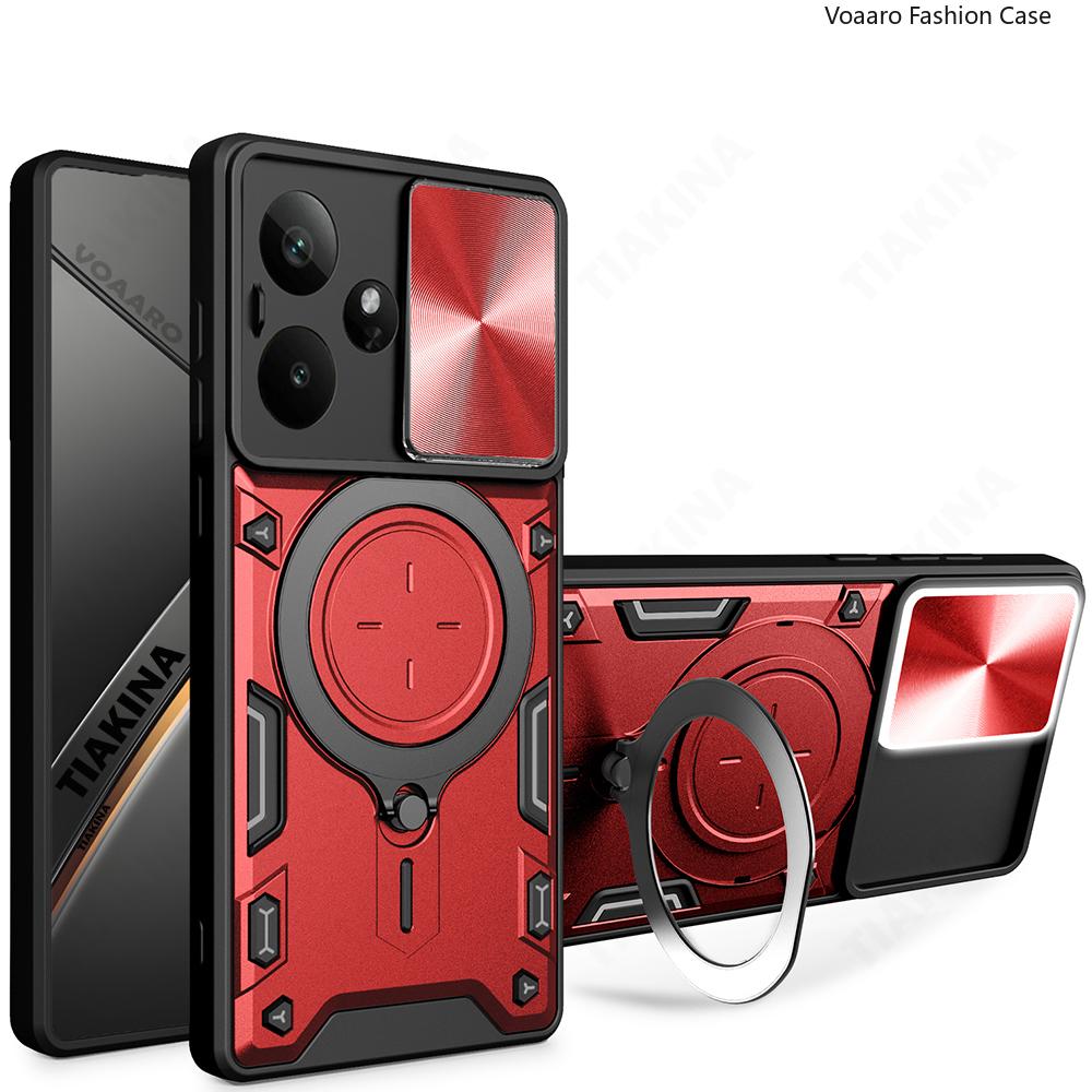 Slide Lens Armor Funda for OPPO Realme GT7 Case for Realme GT 7 Pro 6T Neo6 SE 5G Case Magnetic Ring Stand Holder Full Cover