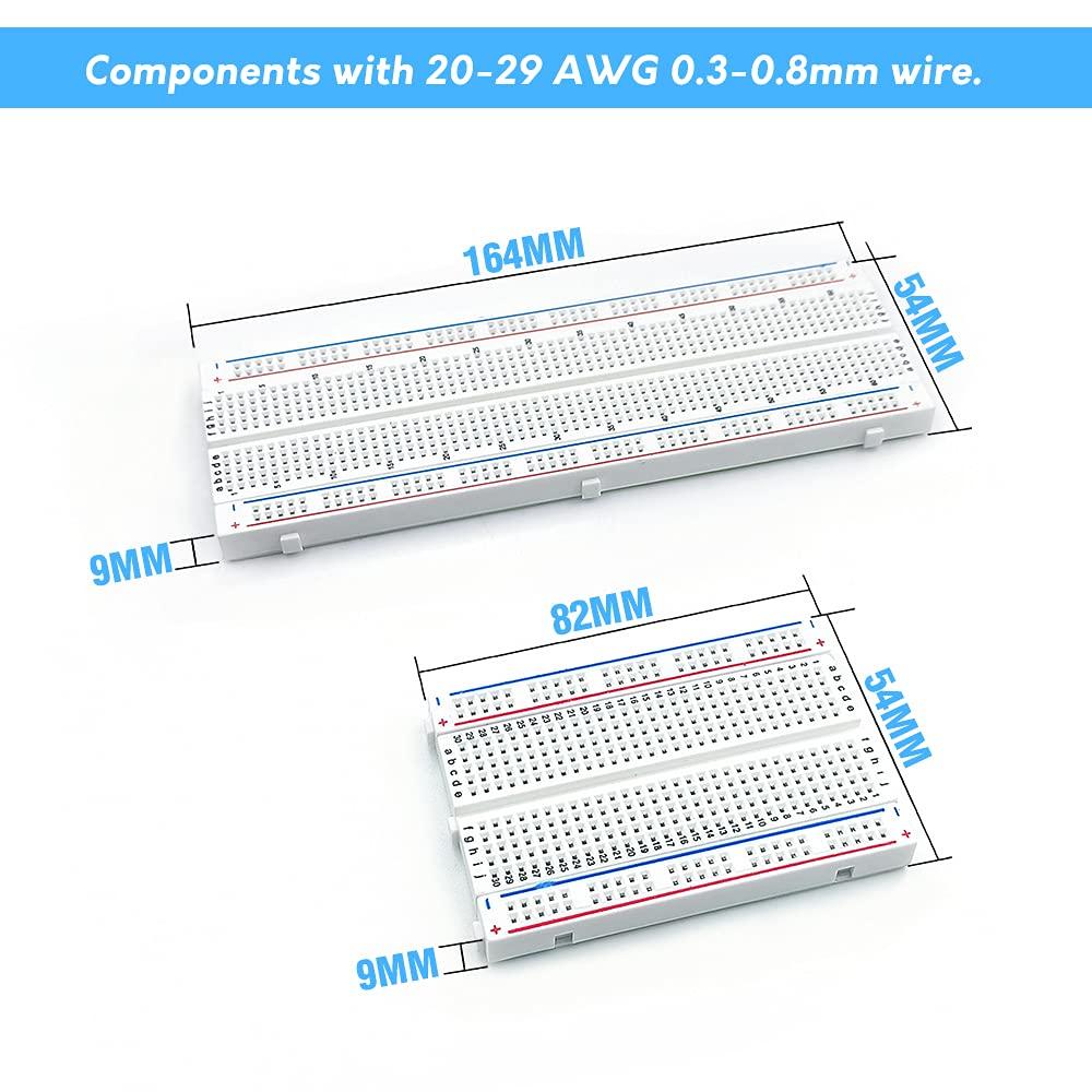 Breadboard Kit with 830-Tie-Point, 400-Tie-Point Boards, 6x170-Tie-Point Mini Boards, 65Pcs Flexible Wires, for Arduino