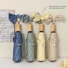 Windproof Sunscreen Umbrella Wooden Handle Folding Sun Umbrella Small Fresh Rain Umbrella  Men