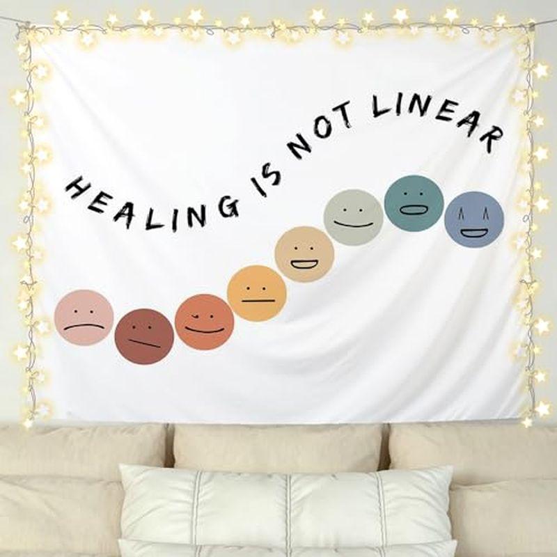 Healing Nonlinear Tapestry, Mental Health Awareness Wall Hanging, Bedroom Dormitory Aesthetic Home Decor