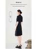 Summer Asymmetrical Color Block Chinese Style Dress - Women's Professional Short Sleeve Workwear