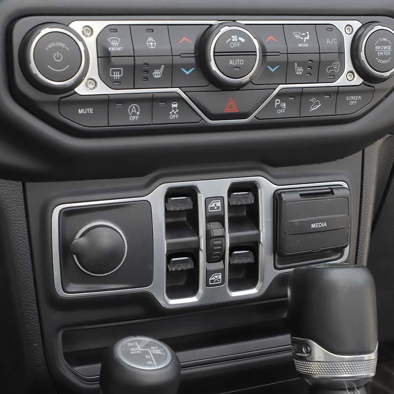 Fönsterkontrollknapp Dekoration Dekorativt Skydd Klistermärke Passar För Jeep Wrangler JL För JT Gladiator 2018 Och Upp Interiörtillbehör