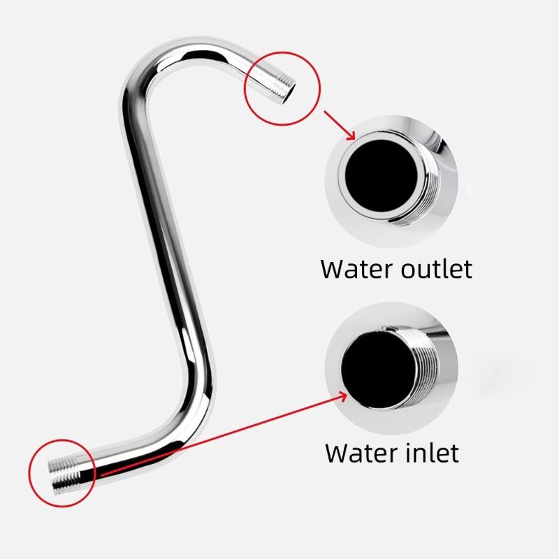 S Shape  High Rise Gooseneck Showerhead Extension Arm with Standard 1/2Inch Connection Simple Installs for Bathroom