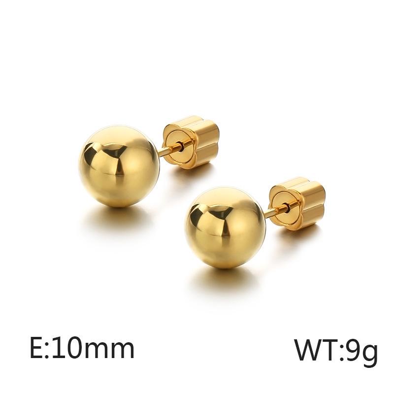 European & American Titanium Steel Round Bead Women's Stud Earrings - Simple Street Style Accessories