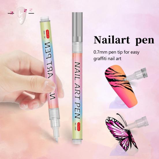 Neglekunst Pennsett DIY Plast Maling Markører for Gelnegler 0,7mm Spiss Doodle Tegnepenner Gave til Nybegynnere og Profesjonelle