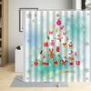 Christmas Shower Curtain Colorful Graphic Baubles Retro Snowflake Ornaments Celebration Hand Writing Fabric Bathroom Decor Sets